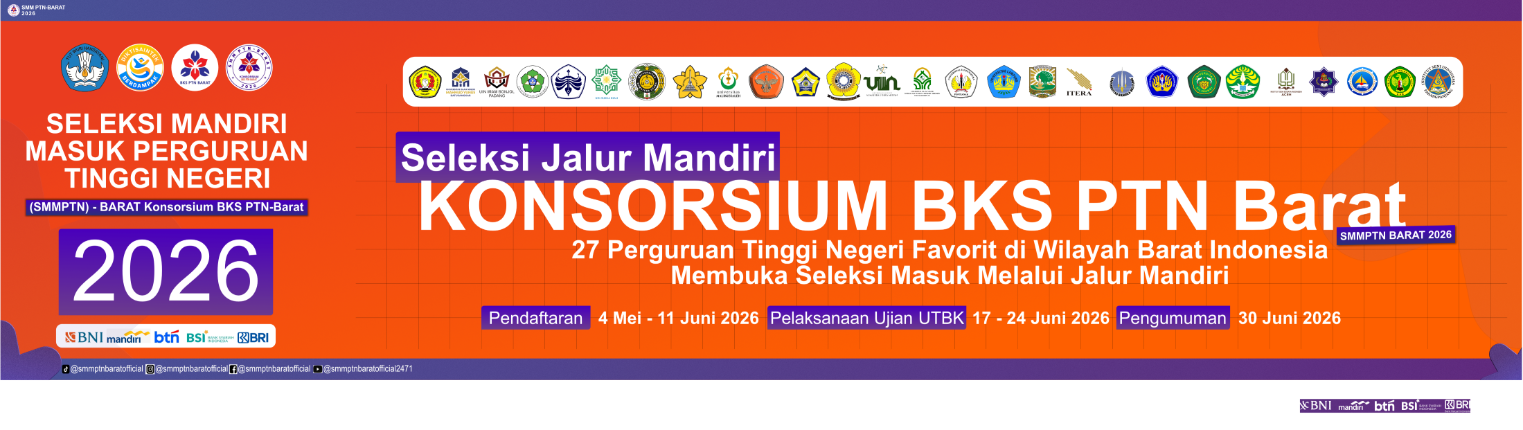 JALUR MANDIRI UNIVERSITAS PALANGKA RAYA SMMPTN KONSORSIUM BKS PTN BARAT TAHUN 2026